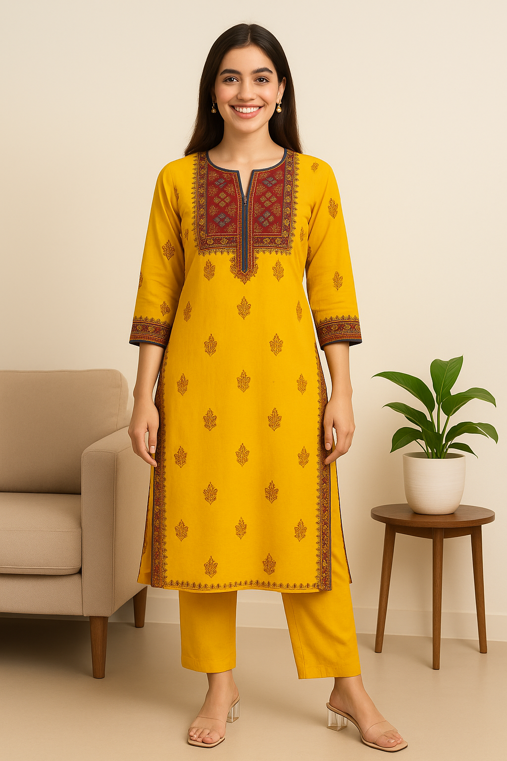 Mustard Yellow 2Pcs Dress - AZZLIAS WARDROBE